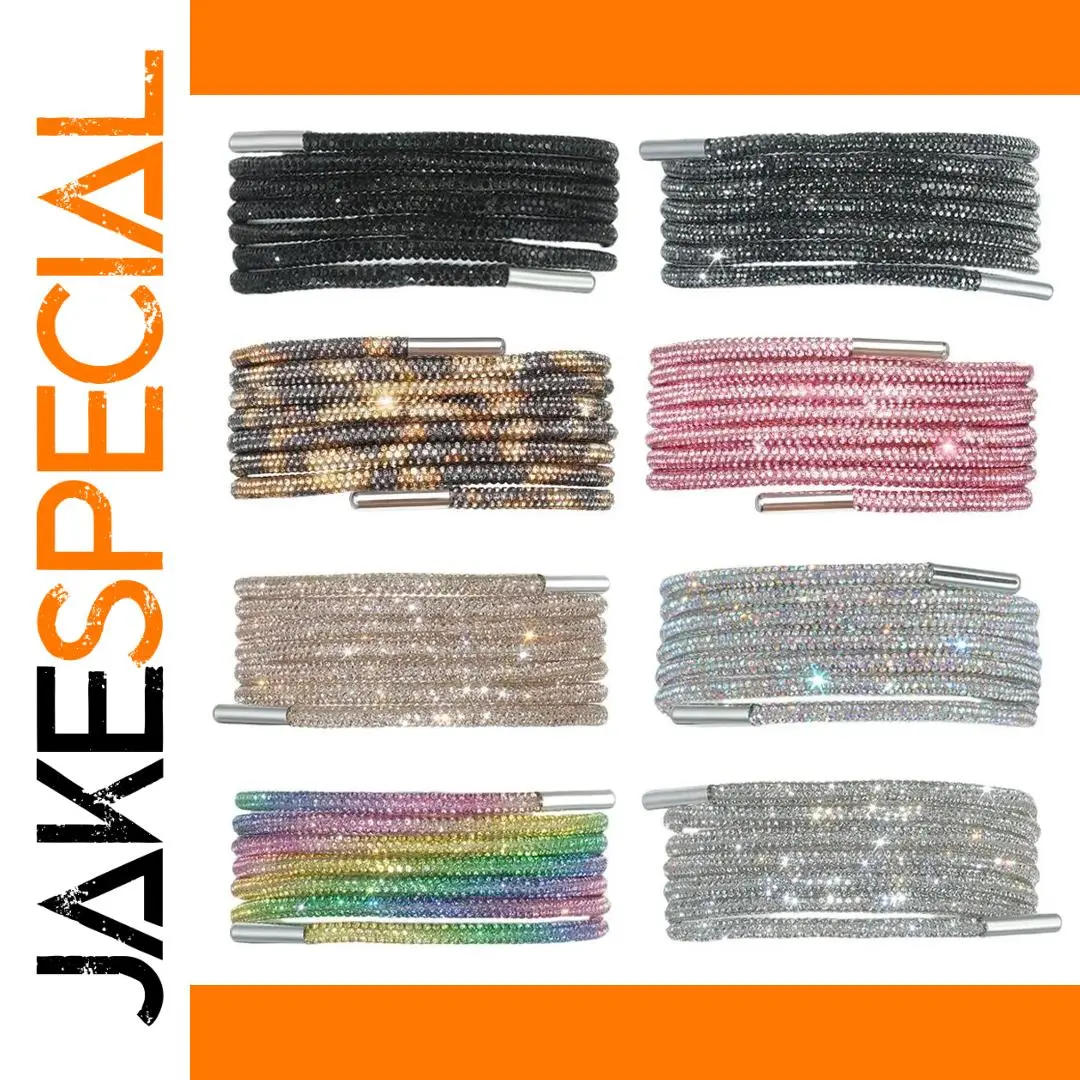 Rhinestone Shoelaces, 3.2mm Diameter, Multiple Lengths 1 Rhinestone Shoelaces, 3.2mm Diameter, Multiple Lengths