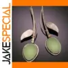 Vintage Silver and Green Stone Drop Earrings