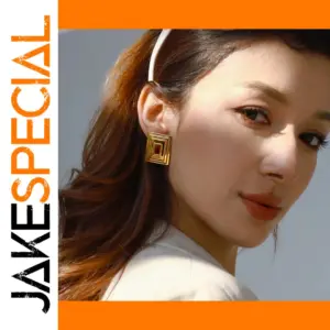 Stainless Steel Gold Square Earrings