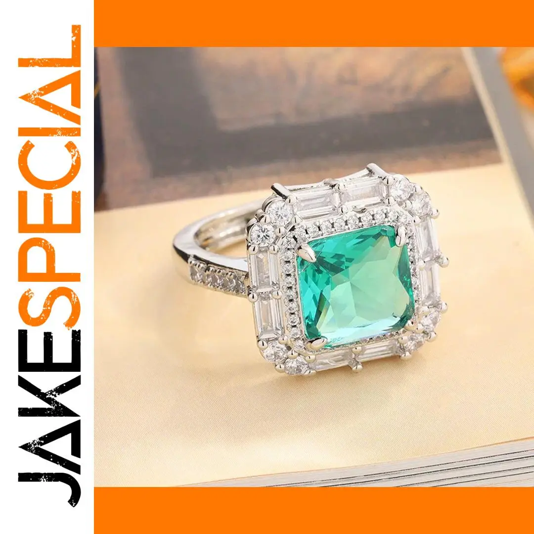 Elegant Silver Ring with Green Zircon 1 Elegant Silver Ring with Green Zircon