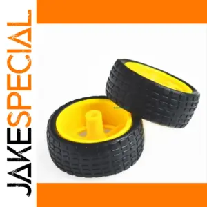 Black Rubber Robot Wheels with Yellow Hubs