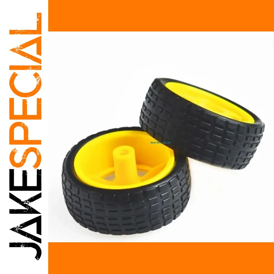 Black Rubber Robot Wheels with Yellow Hubs 1 Black Rubber Robot Wheels with Yellow Hubs