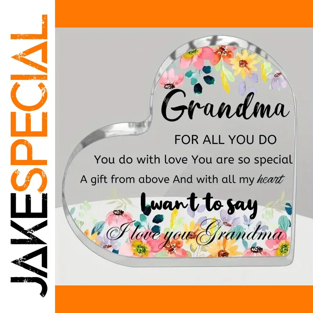 Heart-Shaped Acrylic Plaque for Grandma 1 Heart-Shaped Acrylic Plaque for Grandma