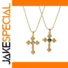 Elegant Stainless Steel Rose Cross Necklace Set