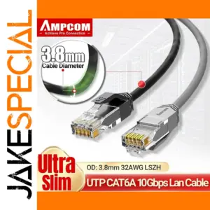 Ultra-Slim Cat6a Network Cable 10 Gbps, 3.8mm