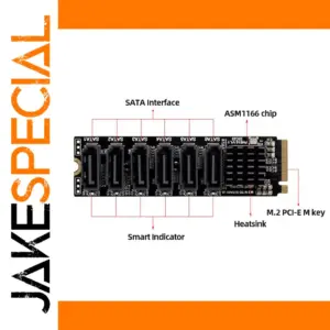 M.2 to SATA Expansion Card with 6 Ports