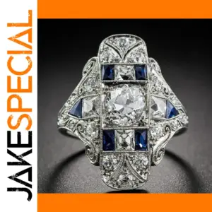 Vintage Silver Square Cocktail Ring for Women