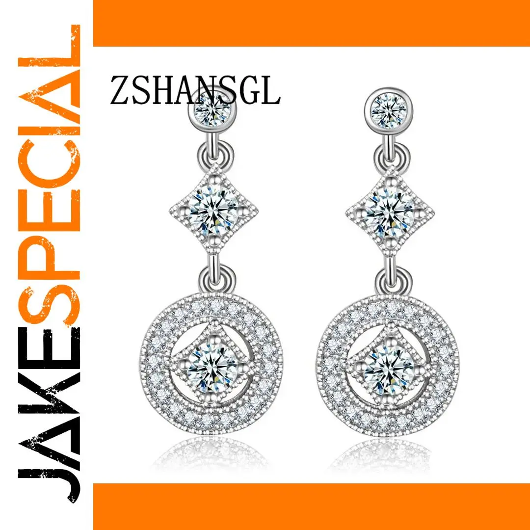 Geometric Drop Earrings with CZ Crystals 1 Geometric Drop Earrings with CZ Crystals