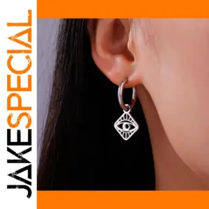 Stainless Steel Evil Eye Drop Earrings