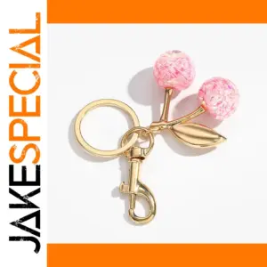Cherry-Shape Resin Keychain with Iridescent Finish