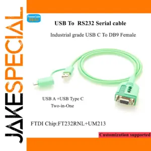 Pastel Green USB to RS232 Serial Cable 1m