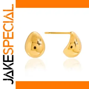Stainless Steel Gold-Tone Water Drop Earrings