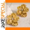 Elegant Gold Stainless Steel Flower Earrings