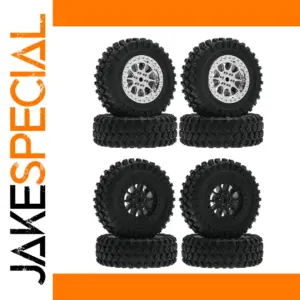 RC Off-Road Tire Set with Silver Wheels