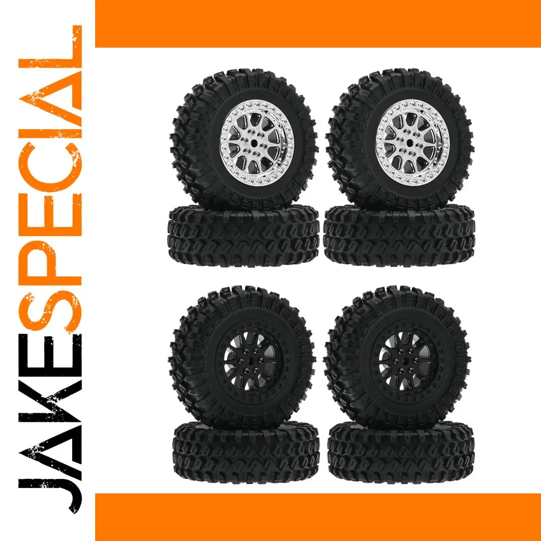 RC Off-Road Tire Set with Silver Wheels 1 RC Off-Road Tire Set with Silver Wheels