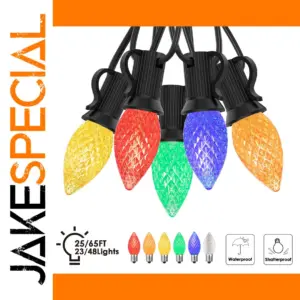 RGB Outdoor String Lights 25ft & 65ft, Connectable