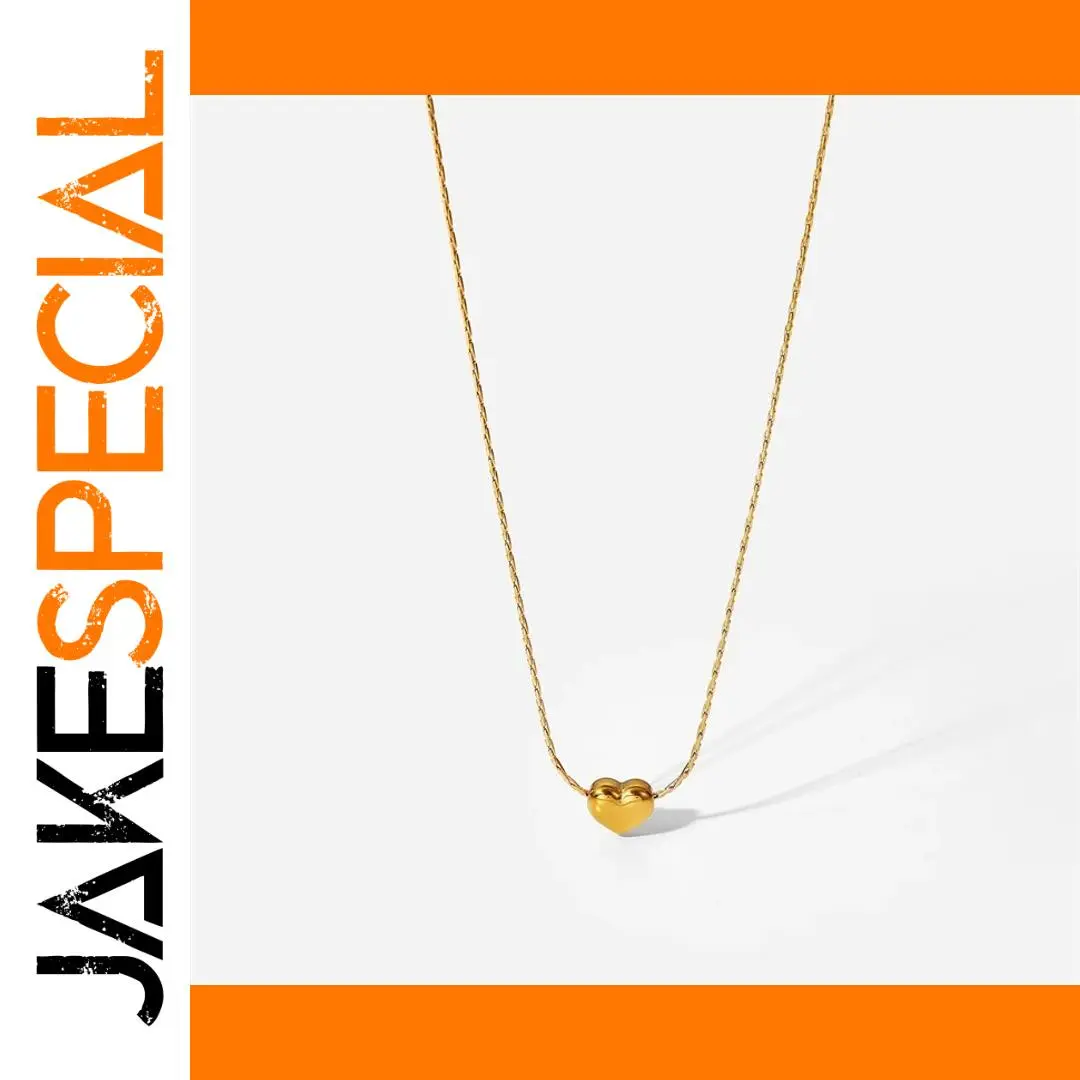 Gold Stainless Steel Heart Necklace 45cm 1 Gold Stainless Steel Heart Necklace 45cm