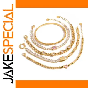 Gold-Tone Stainless Steel Cubic Zirconia Bracelet