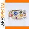 Multicolor Geometric Sterling Silver Ring for Women