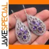 Vintage Waterdrop Earrings with Purple Stones