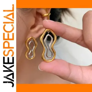 Stainless Steel Two-Tone Abstract Earrings