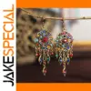 Vintage Ethnic Drop Earrings with Multicolor Stones