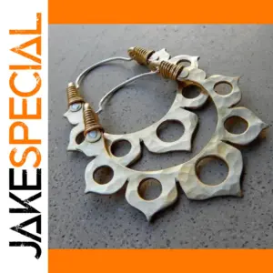 Vintage Copper Alloy Drop Earrings with Silver Finish