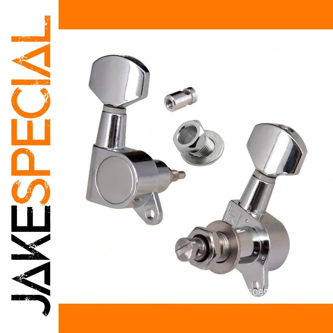 Electric Guitar Tuning Knob Set, Locking, Silver 1 Electric Guitar Tuning Knob Set, Locking, Silver