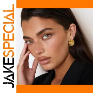 Stainless Steel Gold-Tone Stud Earrings