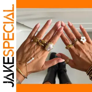 Stainless Steel Women's Pearl Geometric Ring