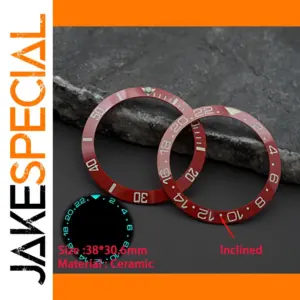 Red Ceramic Bezel Insert for GMT Watches 38mm