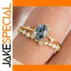 Elegant Geometric Gold Ring Set with Zircon Stones