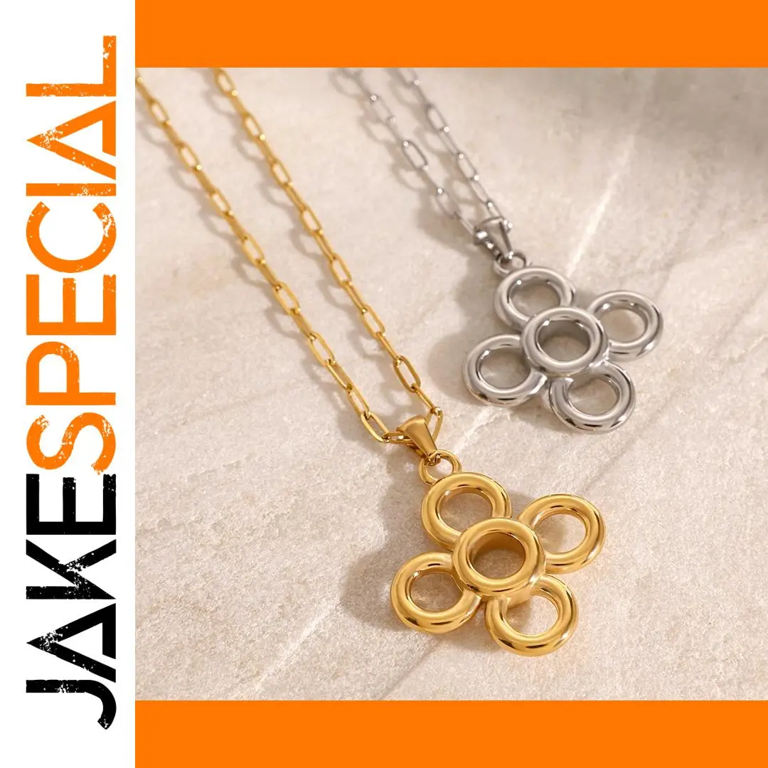 Stainless Steel Floral Pendant Necklace 1 Stainless Steel Floral Pendant Necklace