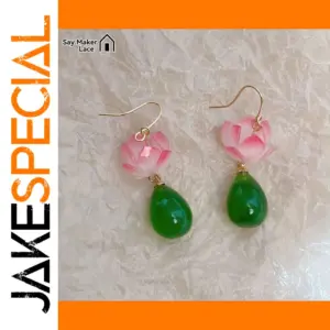 Pink Lotus Drop Earrings for Women