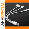 White 3-in-1 USB Charging Cable (0.3m)