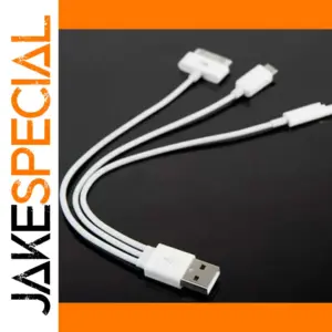 White 3-in-1 USB Charging Cable (0.3m)