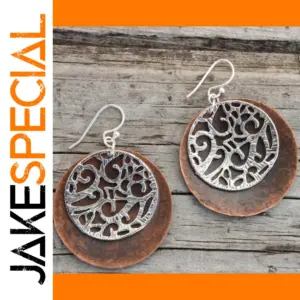 Vintage Silver and Copper Drop Earrings