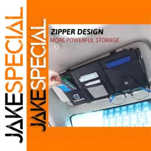 Black Leather Sun Visor Organizer for Vehicles