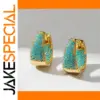 Gold-Tone Imitation Turquoise Hoop Earrings