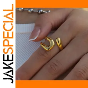 Stainless Steel Geometric Gold Band Ring