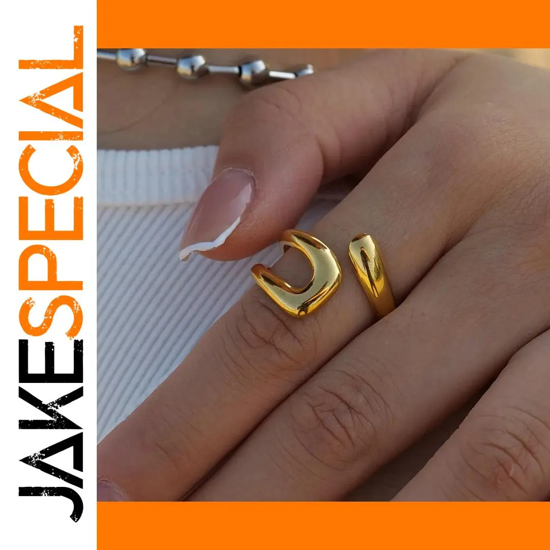 Stainless Steel Geometric Gold Band Ring 1 Stainless Steel Geometric Gold Band Ring