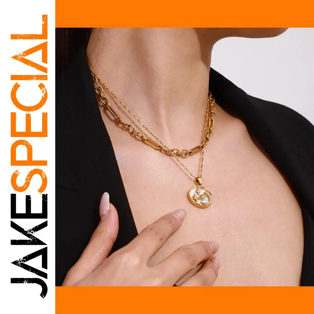 Stainless Steel Moon Pendant Necklace 1 Stainless Steel Moon Pendant Necklace