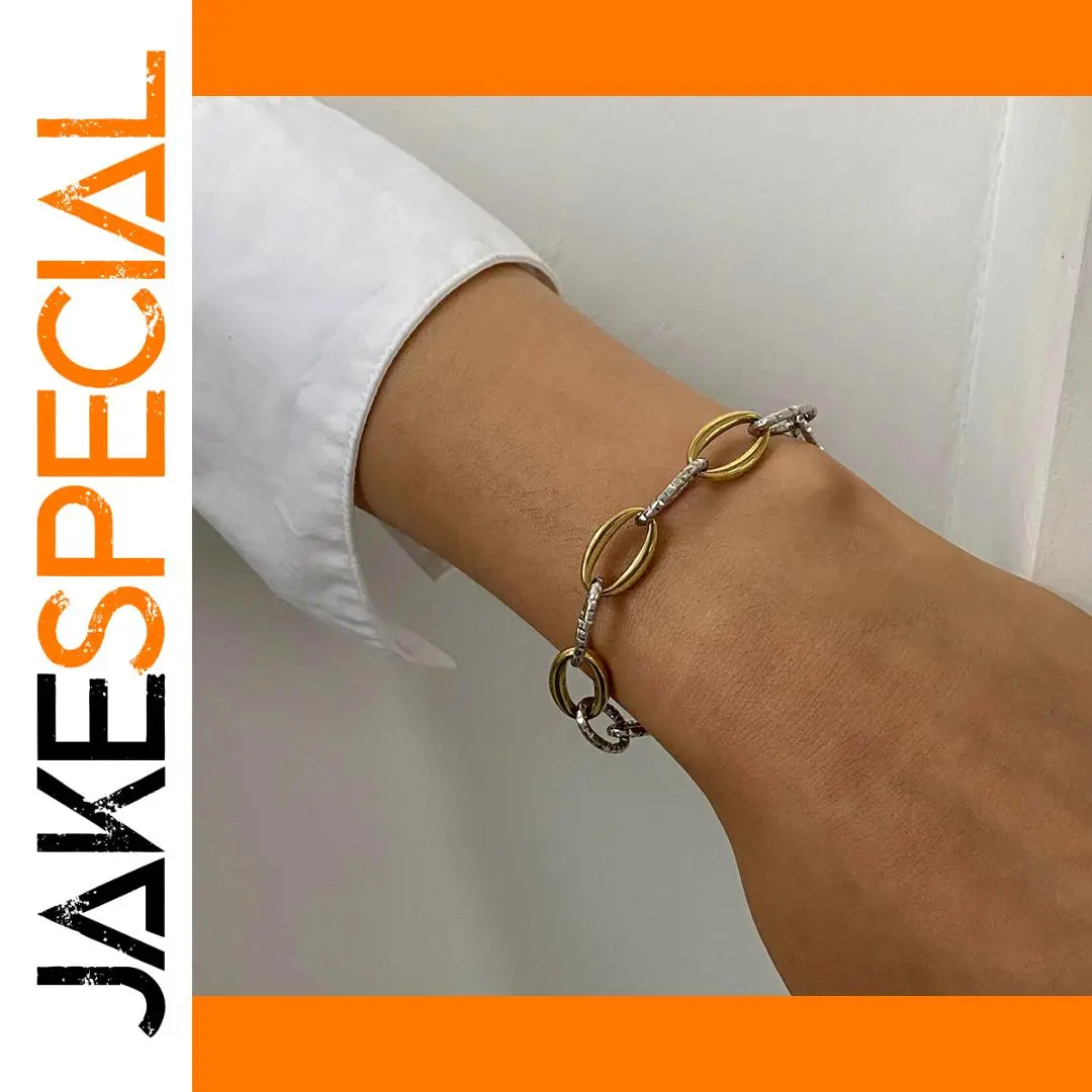 Stainless Steel Two-Tone Chain Bracelet for Men & Women 1 Stainless Steel Two-Tone Chain Bracelet for Men & Women