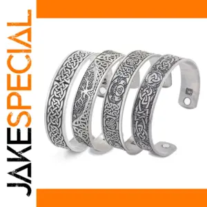Viking Magnetic Cuff Bracelet with Nordic Symbols