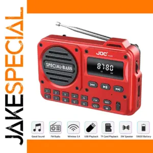 Vibrant Red Portable FM Radio & Bluetooth Speaker