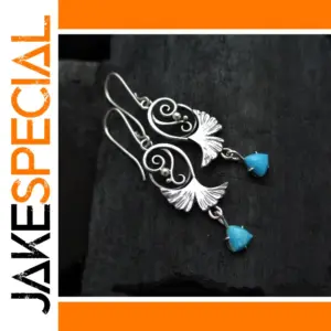 Vintage Silver Drop Earrings with Blue Beads