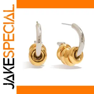 Stainless Steel Two-Tone Circular Hoop Earrings