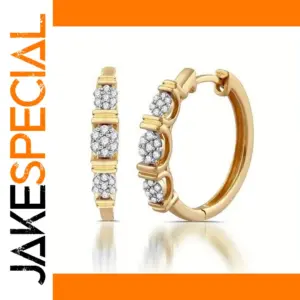 Gold Copper Alloy Hoop Earrings with Zirconia