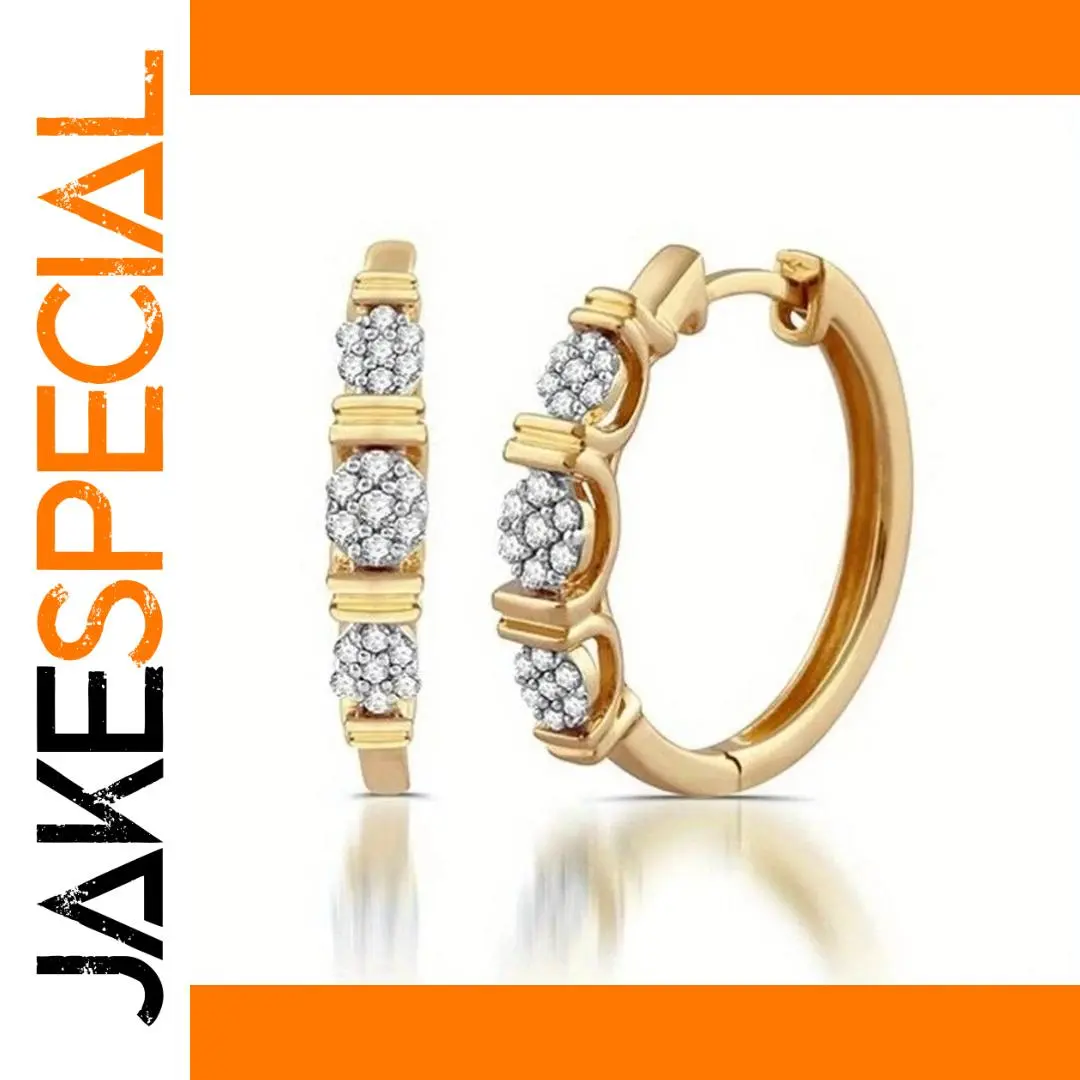 Gold Copper Alloy Hoop Earrings with Zirconia 1 Gold Copper Alloy Hoop Earrings with Zirconia