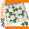 Set of 25 White Artificial Roses with Green Leaves